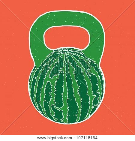 Watermelon kettlebell vector illustration