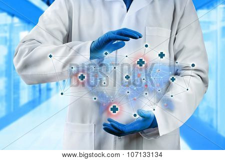 Medicine doctor working with modern computer interface.Modern medical technologies concept