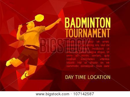 Polygonal Badminton Player, Sports Poster