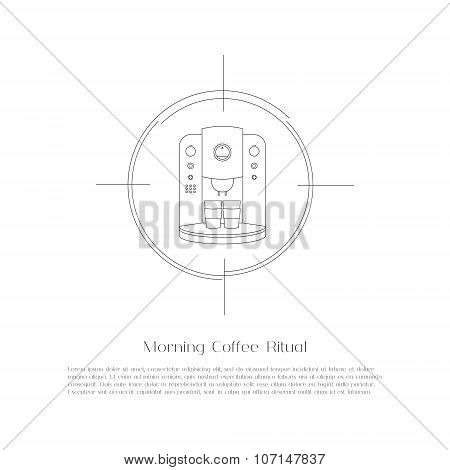 Abstract simple flat coffee machine.
