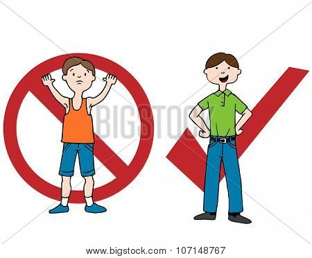 An image of one man following the business dress code and one who is not.