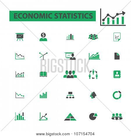 economic statistics, analytics  icons, signs vector concept set for infographics, mobile, website, application
