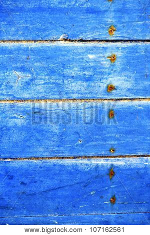 Stripped Paint In   Blue  And Rusty Nail
