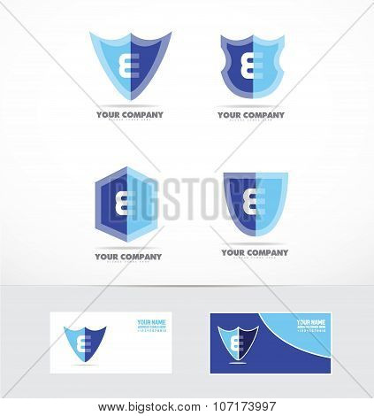Letter E Shield Logo Icon Set