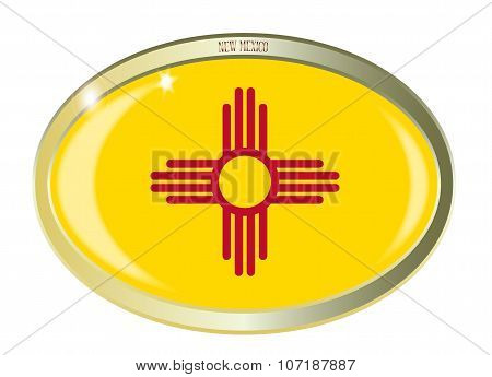 New Mexico State Flag Oval Button