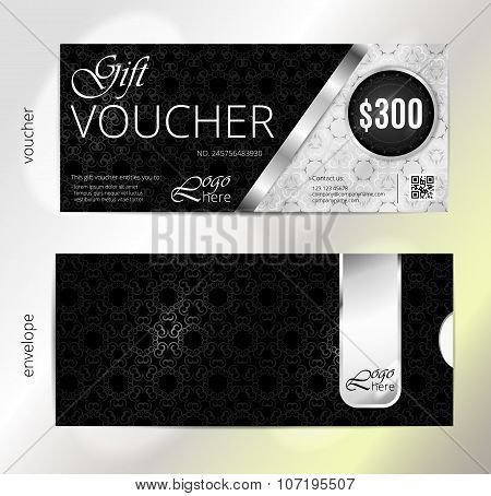 Vector illustration,Gift voucher template with clean and modern pattern.