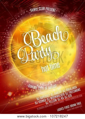 Beach Party Poster. Vector EPS 10