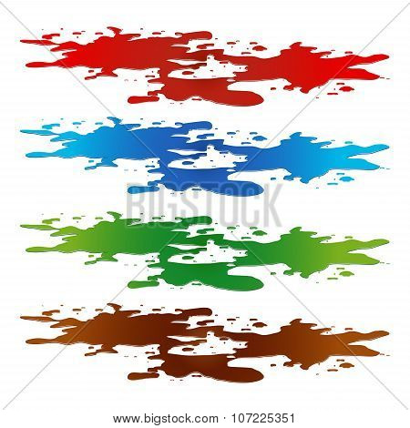 Puddle Of Paint Spill. Blood, Toxic, Water And Chocolate Stain, Plash, Drop. Vector Illustration Iso