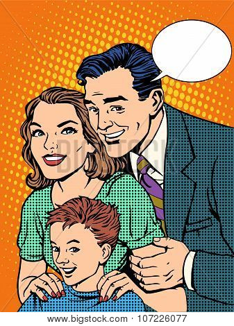Happy family dad mom and son