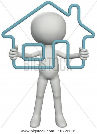 持有了 3D 轮廓的房子的房主人