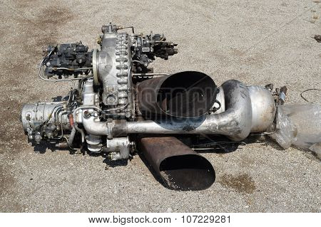 The Helicopter Engine Which Is Pulled Out Outside