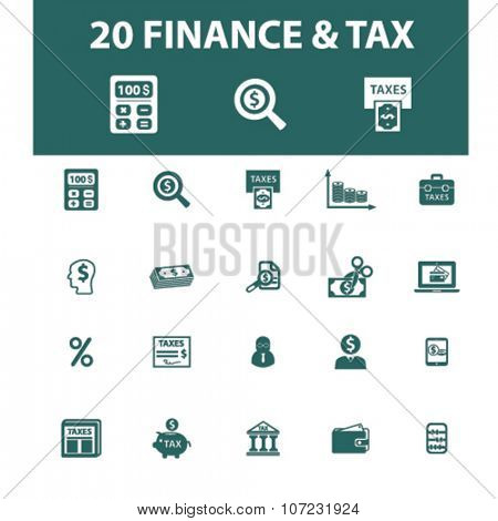 finance, tax time, accounting, calculator  icons, signs vector concept set for infographics, mobile, website, application
