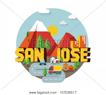 San Jose in colorful poster design.