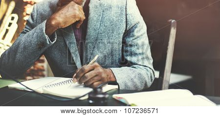 African Man Working Determine Workspace Lifestyle Concept