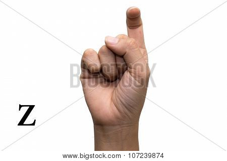 Finger Spelling the Alphabet in American Sign Language (ASL). The Letter Z