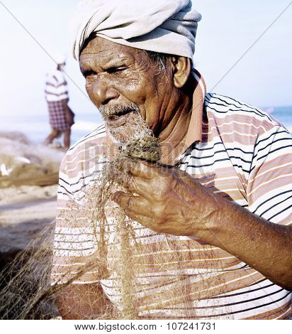 Indian Fisherman Kerela India Poverty Concept