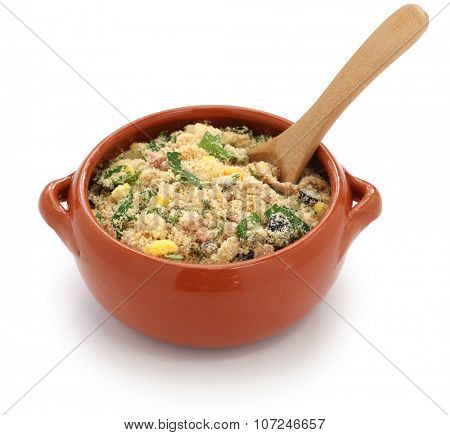 farofa, toasted cassava flour, brazilian food
