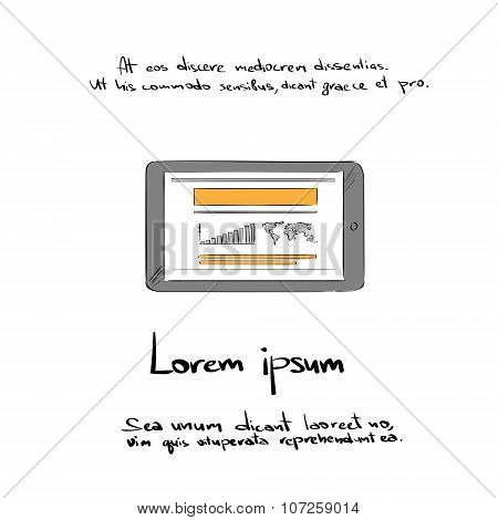 Tablet Computer Hand Draw Color Icon Vector