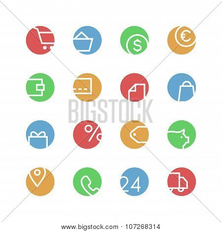 Shop colored icon set