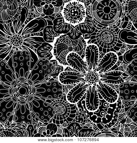 Seamless Contour Floral Pattern