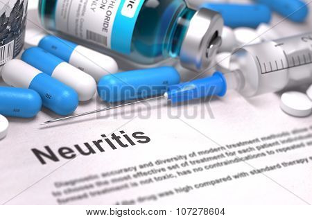 Neuritis Diagnosis. Medical Concept. Composition of Medicaments.