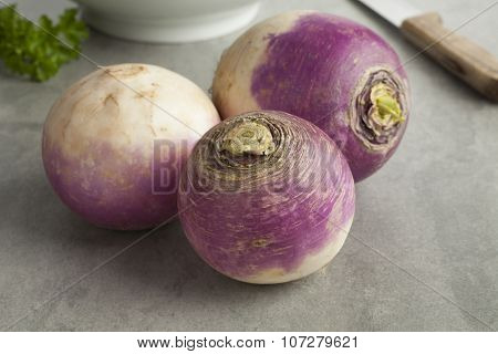 Fresh raw white turnips