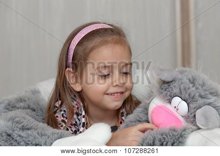 Girl With Cat Soft Toy