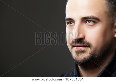 Headshot Of Handsome Men On Greu Background