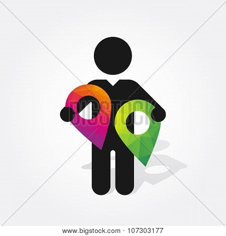Figure Man Holds Beautiful Color Pins