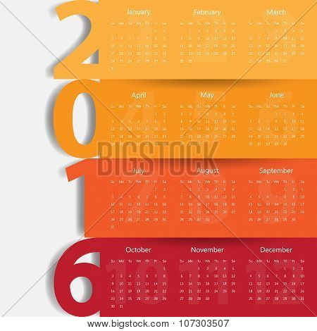 2016 Modern Calendar Template .vector/illustration.
