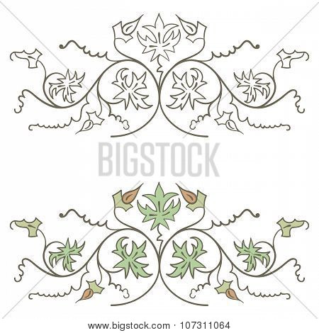 Vector vintage decorative hand drawn floral vignette