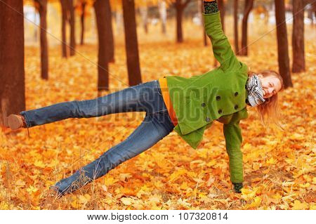 Yoga In The Autumn Park