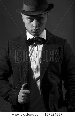 Handsome Man In Hat And Suit