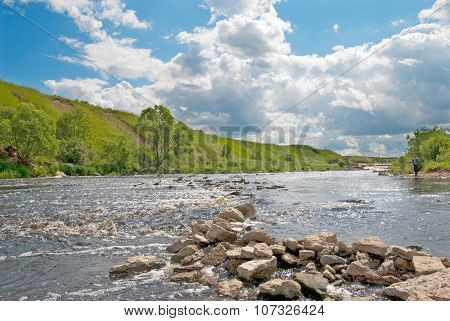 Summer landscape with river