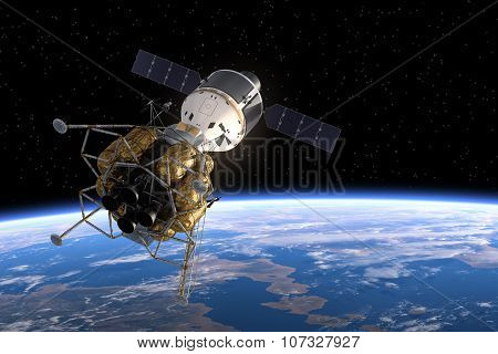 Interplanetary Space Station Orbiting Earth.