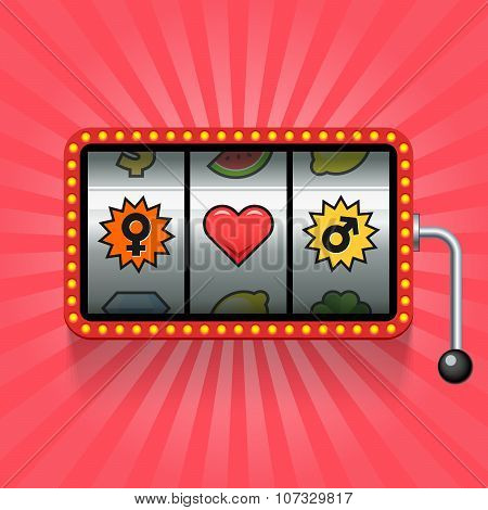 Heart And Gender Signs On Slot Machine