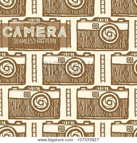 Old photo camera seamless pattern