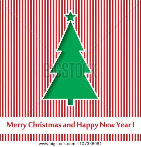 Vector modern abstract Christmas tree background. Linear design