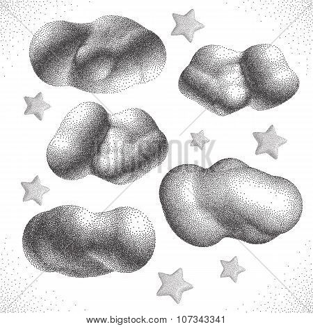 Stars with Clouds. Night Sky