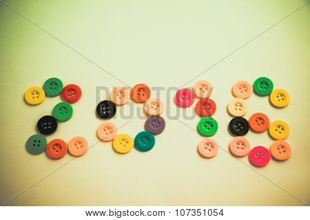 2016 Happy new yaer, celebrate seaon. Button write 2016, New Year is coming concept.
