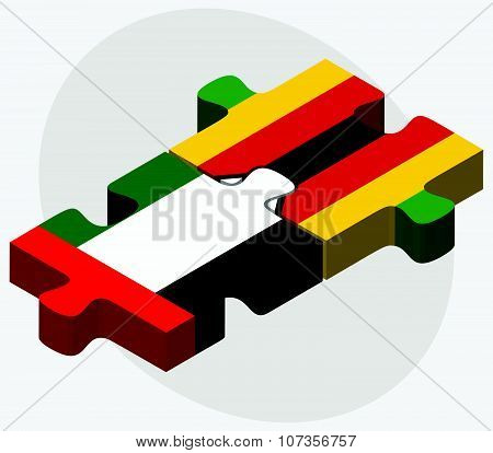 United Arab Emirates And Zimbabwe Flags