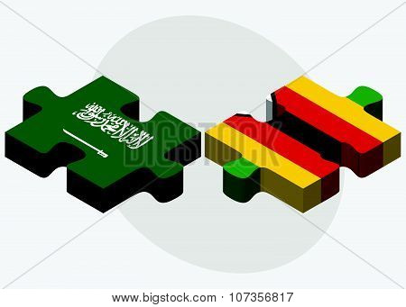 Saudi Arabia And Zimbabwe Flags