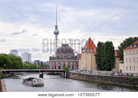 Berlin - July 25: Berlin Cathedral  And Museum Island On Spree River And