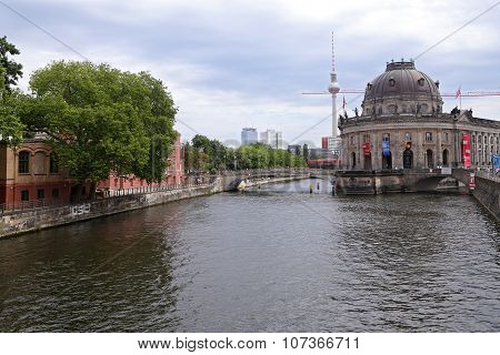 Berlin - July 25: Berlin Cathedral  And Museum Island On Spree River And