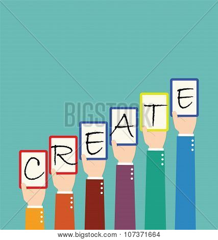 Businessman Hold Create Wording Tag