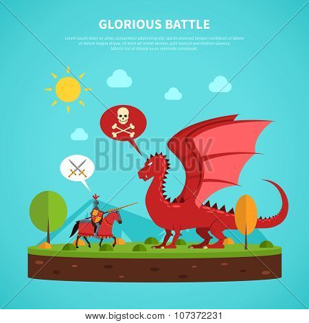 Dragon knight legend illustration flat