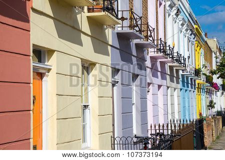 Iconic colorful houses of Camden Town district - London, United Kingdom