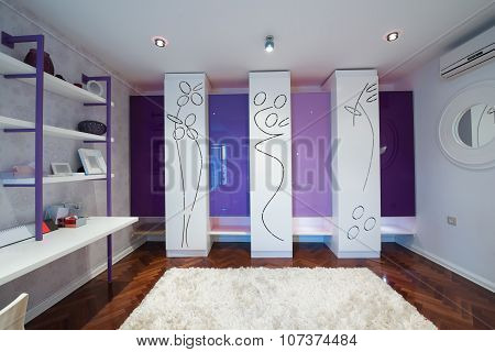 Interior Of A Modern Dressing Room With Modern Closet