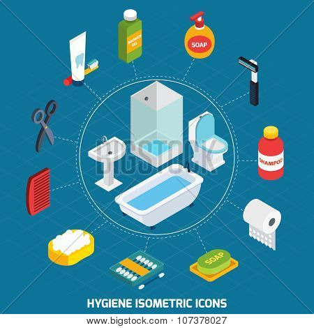 Hygiene Isometric Icons Set