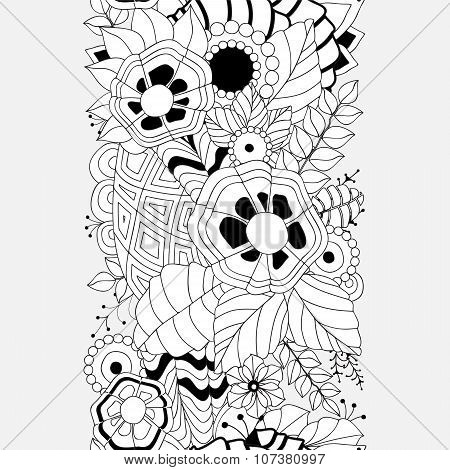 Stock Vector Seamless Floral  Doodle Pattern.